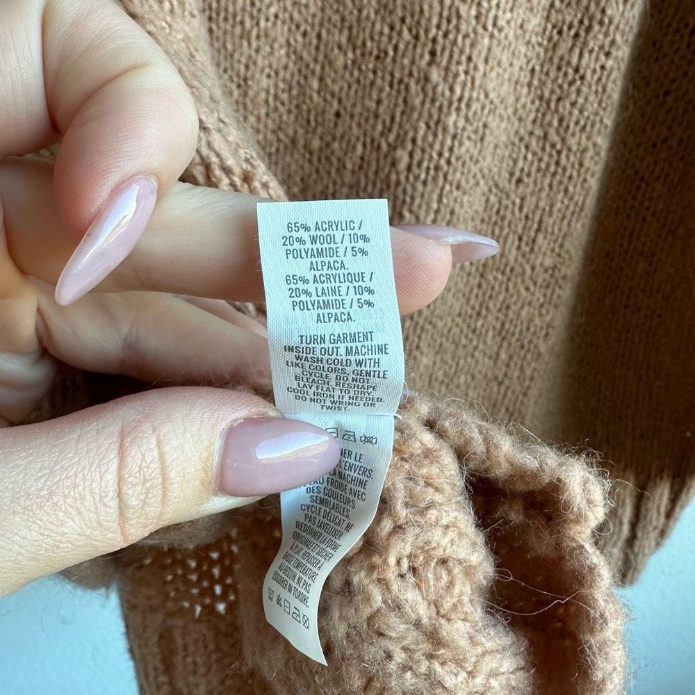 Aerie Big Sky Cozy Pink Tan Mauve Oversized Sweater Size Small cozy Relaxed - Picture 7 of 7